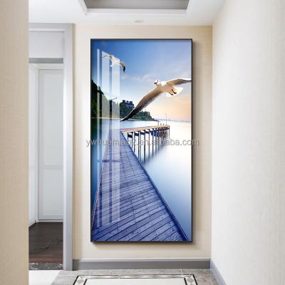 China Waterproof+ECO-Friendly Entrance Porch Seascape Seascape Sailboat Deck Home Glass Decor Modern Hanging Modern Wall Art for sale