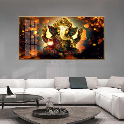 China Waterproof+ECO-Friendly Home Decor Lord Ganesha Hindu Gods Canvas Pictures Large Ganesh Glass Painting Ganesh Posters for sale