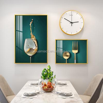 China Waterproof+ECO-Friendly Dining Room Decoration Porcelain Wall Modern Simple Crystal Restaurant Wall Crystal Picture Art Paintings for sale