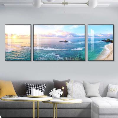 China Waterproof+ECO-Friendly Nordic Modern Home Decor Beautiful Seascape Nature Decor Glass Landscape Art Poster Prints Custom Wall Picture Paintings for sale