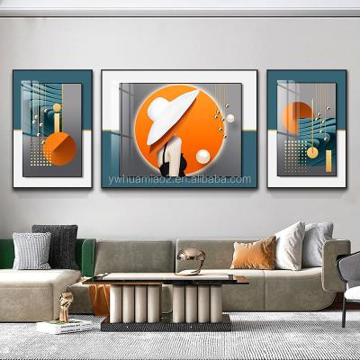 China Waterproof+ECO-Friendly Woman Abstract Three Panels Porcelain Painting Set Crystal HD Printed Modern Art Decorative Painting For Living Room for sale