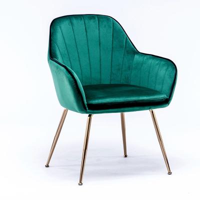 China Factory Directly Design Luxury Green Velvet Fabric Modern Green Accent Fabric Dining Chairs With Gold Legs for sale