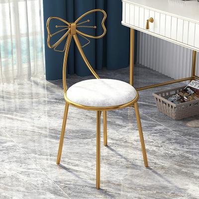 China Modern KD Design Gold Legs Champagne Italian Velvet Tufted Fabric Dining Chair for sale