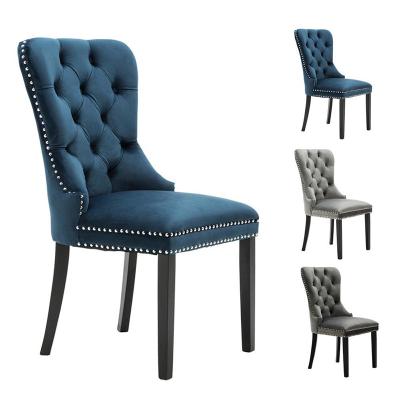 China Comfortable American Style Hotel Furniture Upholstered Seat Fabric Tufted Back Vintage Dining Chair for sale