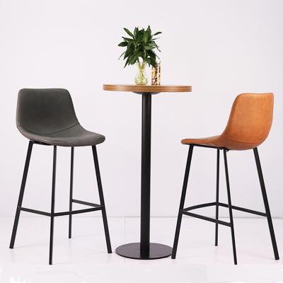 China Leisure Contemporary Cheap Industrial Vintage Style Price PU Bar Chair Metal Leg Leather Bar Stool for sale