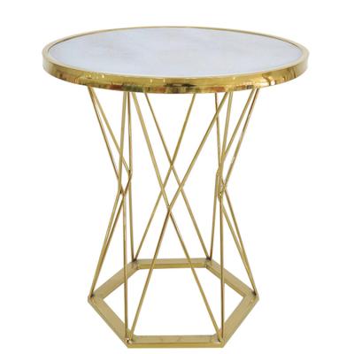 China K/D marble coffee table style gold small home furniture metal Nordic round coffee corner modern marble side table for sale