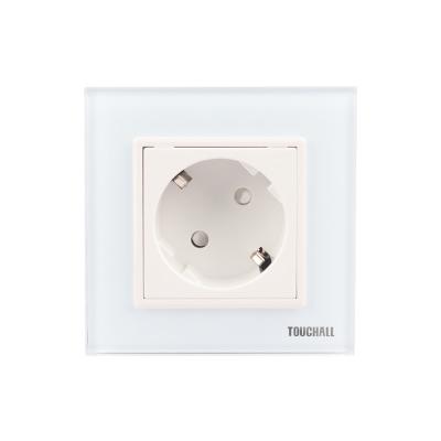 China Residential / Multipurpose Touchall Eu16A Tempered Glass Wall Switch Socket Without Screws Installation for sale