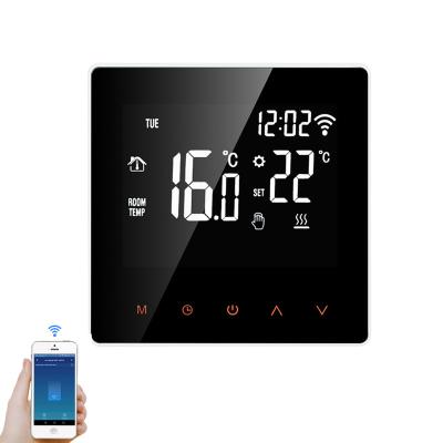 China Touch Screen EU/UK 86mm Tuya Wifi Smart Thermostat Temperature Digital Tempered Glass Panel Remote Timer Controller for sale