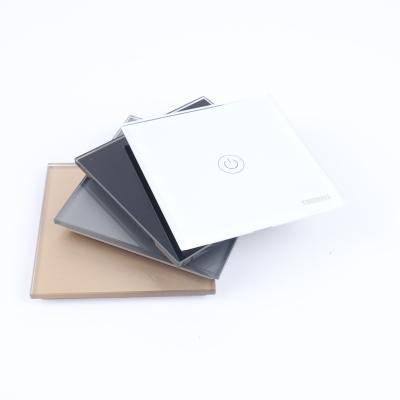 China Tempered Glass Panel 80MM*80MM Switch De Luz Tactil Glass Smart Silver View Wall Switch Panel for sale