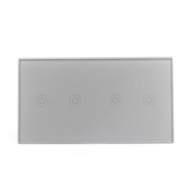 China European Tempered Glass Panel 4 Smart Life Strip Touch Switch Wifi Wall Panel Light Switches for sale