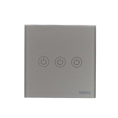 China 220v Touchall Panel 3 Key Touch Screen UK Wifi Smart Light Glass Wall Switch for sale