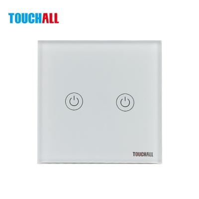 China Standard Tempered Glass Panel Touchall UK Wifi Dimmer 2 Touch LCD Switches Wall Smart Switch for sale