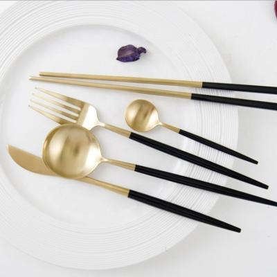 China Viable Premium Hotel Dinnerware Spoon 20pcs Knife Fork Stainless Steel Brass Cutlery Set for sale