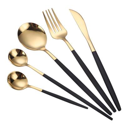 China Viable Popular Painted Handle Gold Restaurant Wedding Hotel Cutlery Sets Fork Spoon With Knives for sale