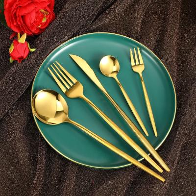 China Sustainable High Quality Luxury Gold Plated Flatware Set Stainless Steel Gold Plated Cutlery Set Flatware Flatware Set for sale