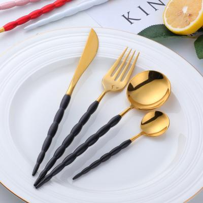 China Stocked Hot Sale Jieyang Cutlery Silicone Fork And Spoon For Baby 24 Pcs Carving Fork 18-8 Knife And Cutlery Set Black for sale