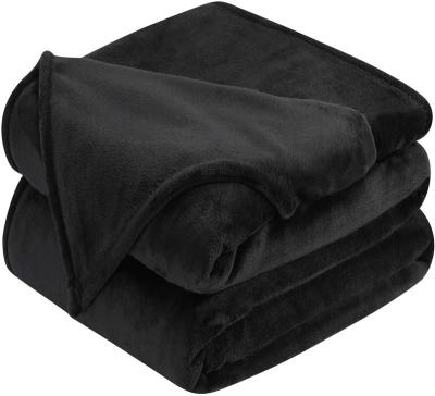 China Fuzzy Flannel Black Color Blanket Lightweight All Season Anti-Static Soft Cover for Couch Bed for sale