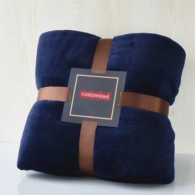 China Anti-Pull Solid Color Luxury Flannel Cozy Throw Blanket For Gift for sale