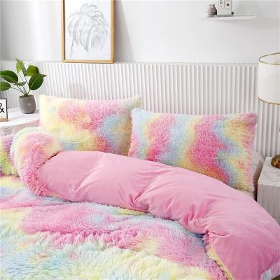 China Nondisposable Faux Fur Velvet Fluffy Bedding Duvet Cover Set Shaggy Comforter Cover Bedding Set for sale