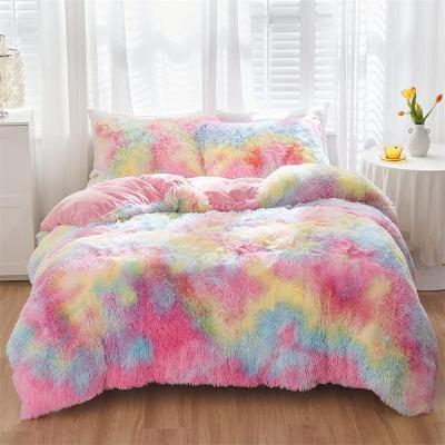 China Nondisposable Super Soft Shaggy Duvet Cover Set Faux Fur Comforter Cover Set Velvet Bedding Cover Set for sale