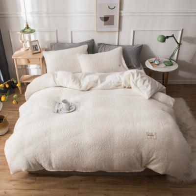 China Nondisposable Luxury Ultra Soft Faux Fur Blanket Fluffy Sherpa Comforter Set Plush Fuzzy Bedding for sale