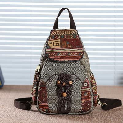 China New Fashion Portable Backpack Ethnic Vintage Canvas High Quality Backpack for sale