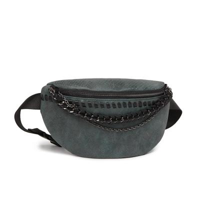 China Water Proof Suede PU Leather Weave With Chain And Punch Unisex Bum Bag, Waist Bag for sale