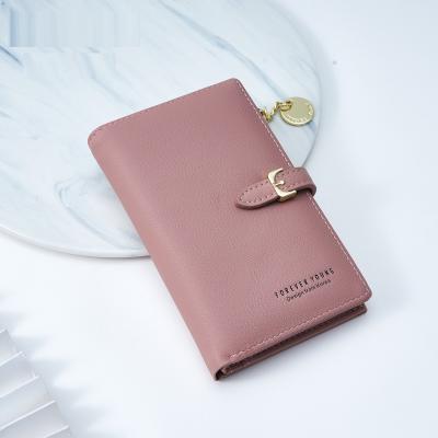 China No New Design Solid Color PU Leather Wallets For Women Coins Holder Purse for sale