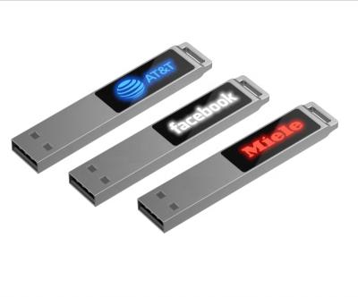 China LED logo when connect to silm drive computer 2020 newest mini metal LED USB flash drive original import portable pendrive memory for sale