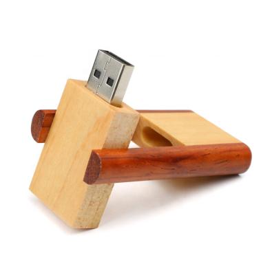 China USB open automatically by rotating 360° ° Factory Twist USB Memory Pen 4GB 8GB 16GB 32GB Wooden Swivel USB 2.0 Flash Drive Directly for sale