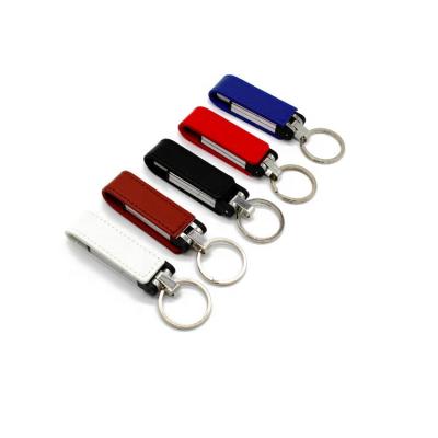 China Custom leather usb pendrive OEM ODM import cpu material metal +Leather flash drive 32GB 2.0 pen U disk with key chain for sale