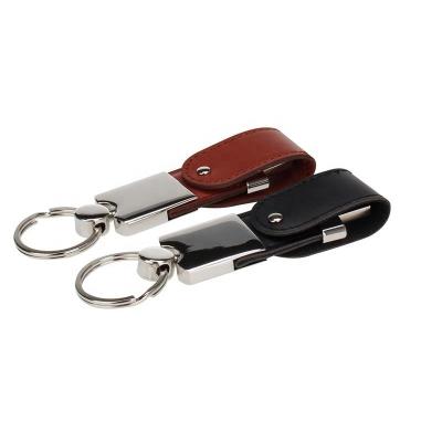 China USB Drive 16GB Metal Flash Drive 16GB Leather Style Original Leather Chip Memory Style Custom Metal Swivel Material for sale