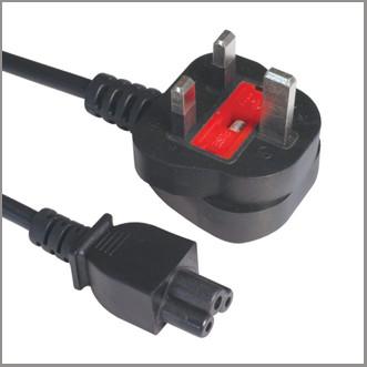 China UK power supply cord with C5 female plug, laptop AC adapter input power cord for sale