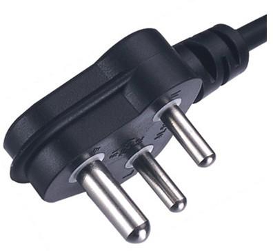 China 3-pin Indian plug with power cables, Indian standard power cord for sale