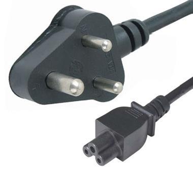 China Laptop Power cord cables with Indian standard 3-pin plug, AC adapter input cord for sale