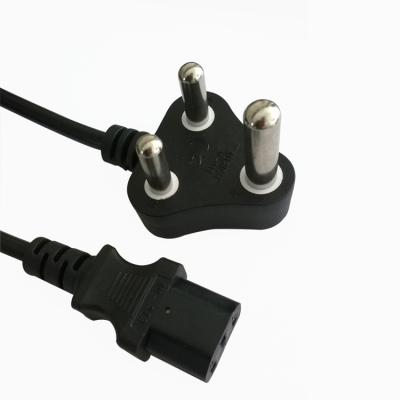 China South African power plug with C13 IEC receptor, South Africa power cord cables for sale