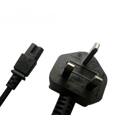 China UK C7 power input cord, BS/ASTA approved power cord with fused plug for sale