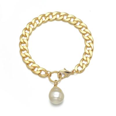 China Simple Baroque Glass Bead Bracelet Link Chain Fashion Style Chain Bracelet for sale