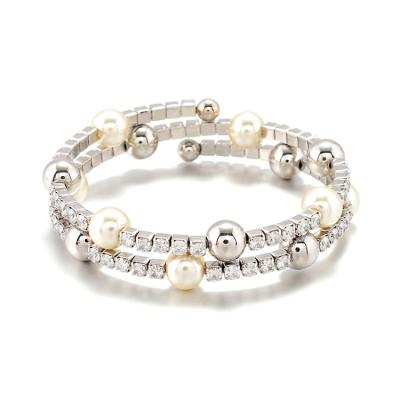 China Fashion 8mm Beaded Bracelet Zircon Women's Glass Bangle Bracelet for sale