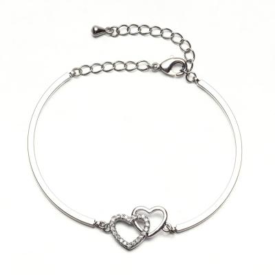 China Fashion Adjustable Zircon Stone Bracelet Women Heart Shape Bracelets for sale