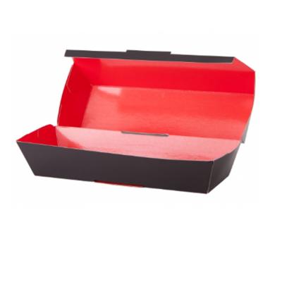 China Disposable Take Out Food Grade Greaseproof Paper Hot Dog Box With PE Coated for sale