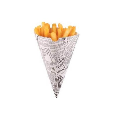 China Disposable takeaway parchment food paper cones for yarn, french fries for sale