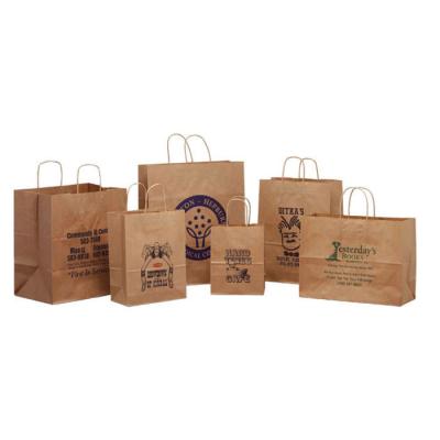 China Recyclable Luxury High Quality Custom Brown Paper Bag With Handles for sale