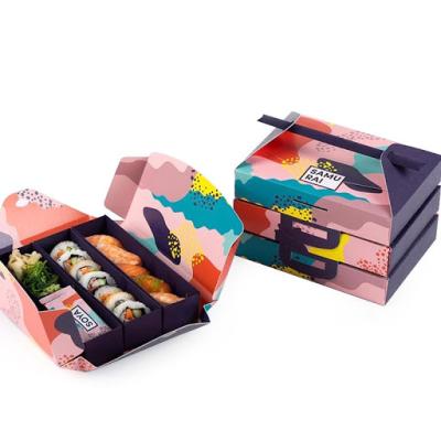 China Disposable Take Away Sushi Food Printing Logo Biodegradable Paper Box for sale