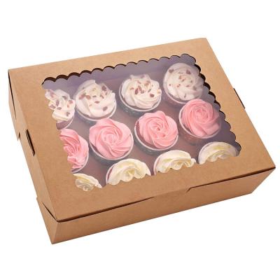 China Custom Clear Recyclable Disposable Dessert Bakery Cupcake Boxes 12 Automatic for sale