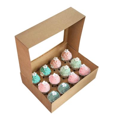 China Recyclable Printed Logo Paper Pastry Cute 12 Cavity Cupcake Box for sale