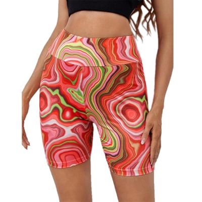 China Breathable Women's Gym Clothing Printed Yoga Exercise Fitness Shorts Fit Hip Tight Yoga Pants Shorts Women for sale