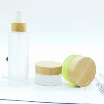 China 15g 30g 50g 100g Lid Glass Bottle Natural Bamboo Cosmetic Packaging Eco-Friendly High-end Customization Wholesale Color Cosmetic for sale