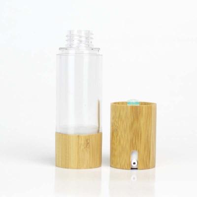 China 15ml 30ml 50ml 100ml Luxury Bamboo Cosmetic Refillable Eco Friendly Airless Bottle Cosmetic Skin Care Packaging for sale