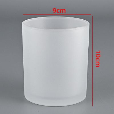 China Gift & Wholesale Custom Craft Logo Luxury 8OZ 10OZ 14oz Container White Thick Bamboo Lid Empty Frosted Glass Candle Jars For Candle Making for sale